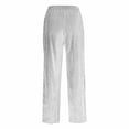 thumbnail image 5 of Mohiass Striped Linen Pants Women Side Button Elastic Waist Capri Gauze Pants Lightweight Summer Beach Cropped Trousers 2025 Beige S, 5 of 5