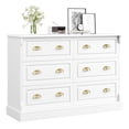thumbnail image 4 of Homfa 6 Drawer White Double Dresser for Bedroom, Gold Handle Drawer Chest Wood Storage Cabinet for Living Room, White, 4 of 8