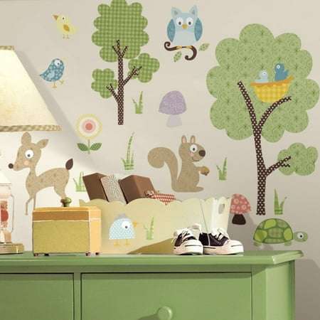 woodland animals peel & stick wall decals - walmart