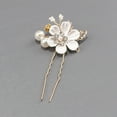 thumbnail image 5 of 4PCS Bridal Flower Wedding Hair Pins Crystal Pearl Hair Clips Headpiece Gold Wedding Hair Accessories Jewelry with Rhinestone for Brides Bridesmaids Women Girls Updo, Special Cream Blue, 5 of 6