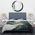 thumbnail image 3 of Designart "Abstract Marble Waterfall in Gold and Green VI" Abstract Painting Bedding Covert Set - Abstract Gold Modern Bed Set With 2 Shams, 3 of 5
