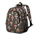 thumbnail image 2 of Mushroom and Frog Black Pattern Backpack for School, Cute School Bag with Adjustable Shoulder Straps and Padded Back, 15"x11.42"x5.5", 2 of 5