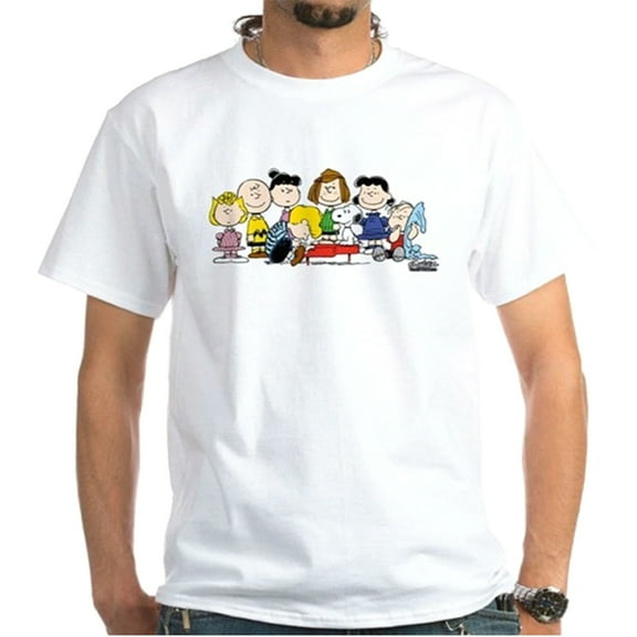 Peanuts Gang Music White Charlie Brown Men's T-Shirt (Large)