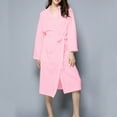 thumbnail image 5 of Satin Robe Women Kimonos Robes Waffles Weave Long Robe Knit Bathrobe Sleepwear Night Gowm Loungewear with Pocket S-20 Pink-a S, 5 of 8