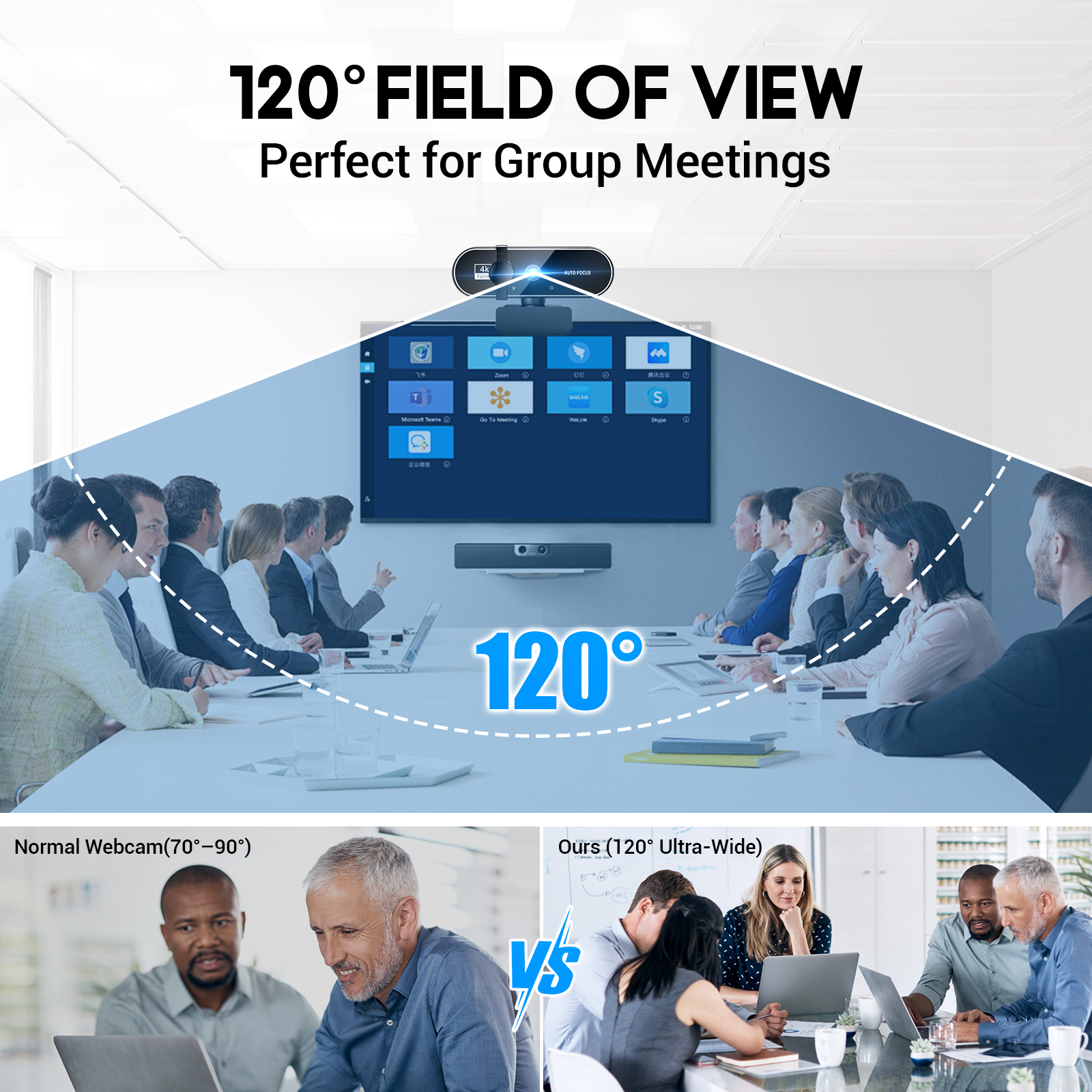 Atzeste 4K Webcam with Autofocus, Dual Mics, 120° FOV photo 7