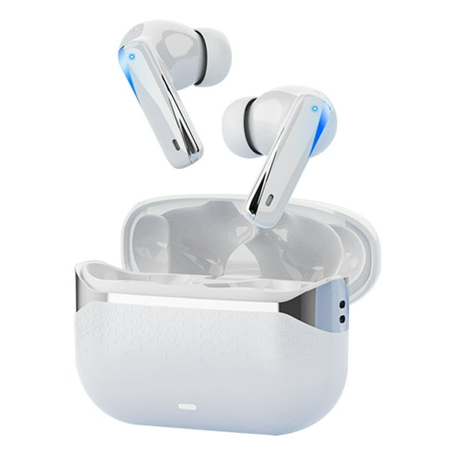 White In Ear Bluetooth Headphones With Long Battery Life Digital Display Noise Canceling Bluetooth 5.5 Hifi Surround Sound 0.21Lb
