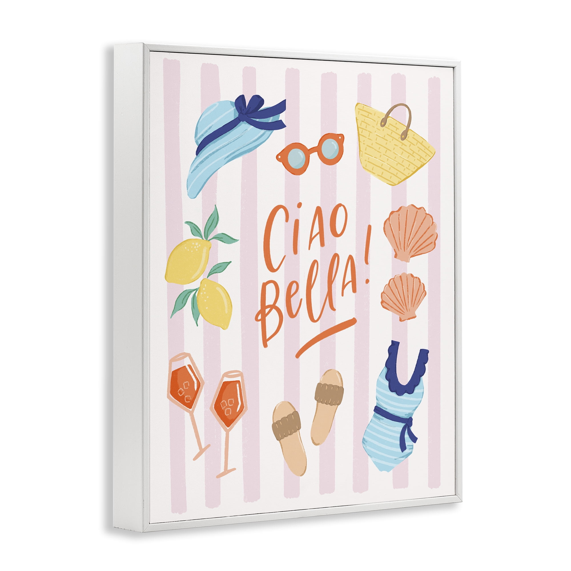 Stupell Industries Summer Ciao Bella White Framed Giclee Art, design by Sandra Picco