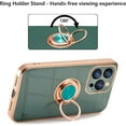 thumbnail image 5 of Electroplated Magnetic Ring Holder Case for iPhone 15 Pro Max, 360 Degree with Rotation Metal Anti-Drop Finger Ring Holder Magnet Car Holder Soft Slim Silicone Shockproof Cover - Dark Green, 5 of 18