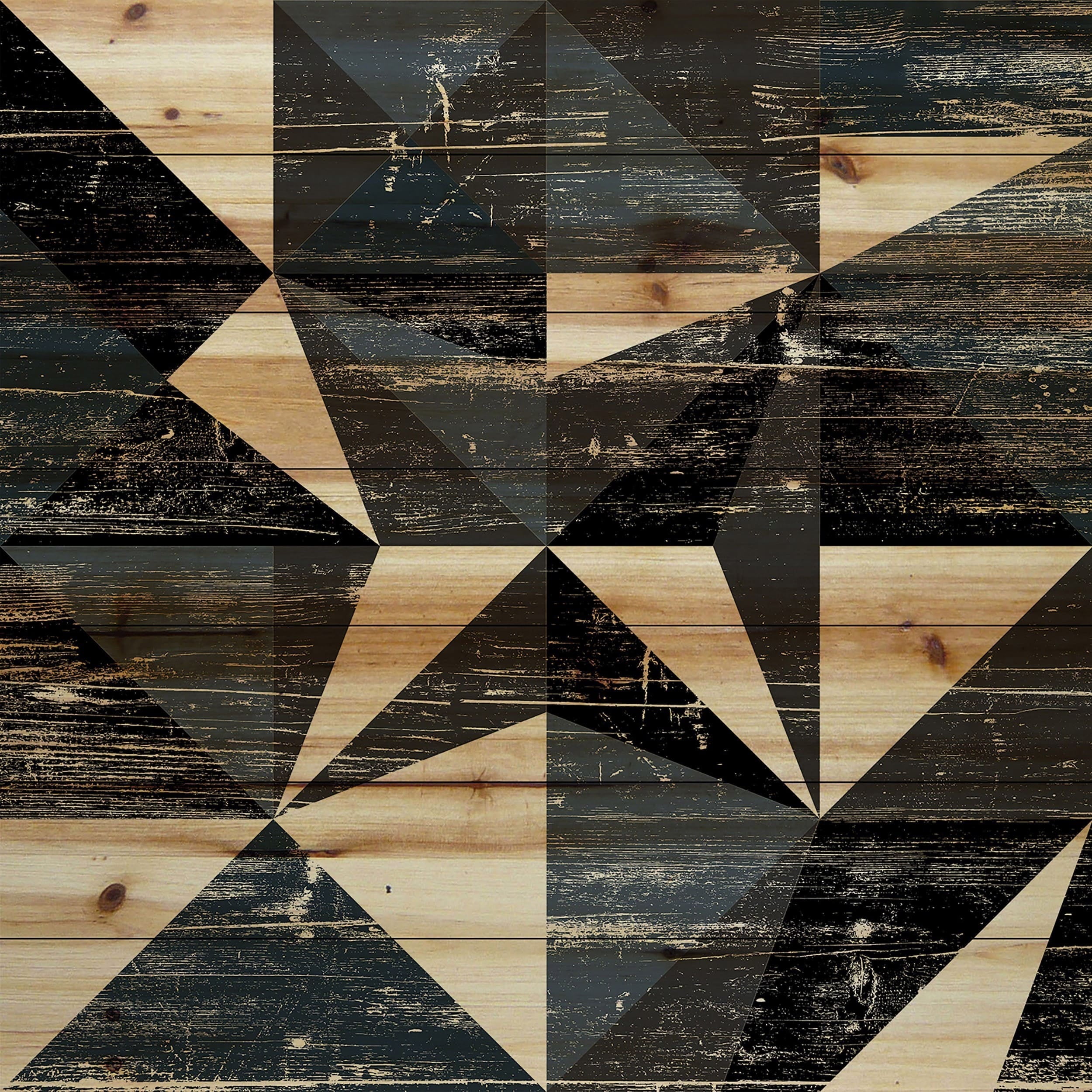 "Dimensional Star" Painting Print on Natural Pine Wood