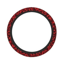 Car Steering Wheel Cover For Men Women Elastic Non-Slip Car Steering Wheel Covers Protector Universal 15 Inch Red And Black Leopard Pattern