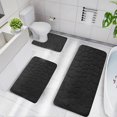 thumbnail image 4 of Cobblestone Embossed Bathroom Bath Mat 3pcs Super Soft Non-slip Floor Rugs Set for Shower Room, 4 of 5