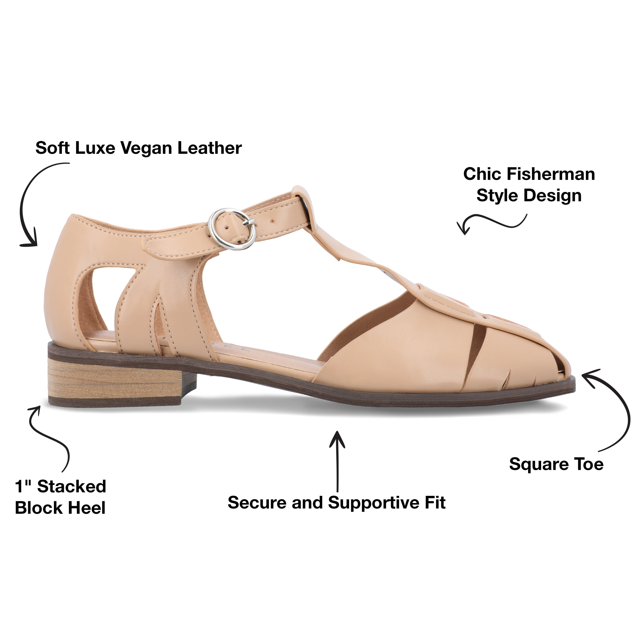 Journee Womens Azzaria Low Block Heel Square Toe Flats