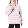 thumbnail image 3 of MKOSPLRT Zip Up Sweatshirts Jacket Kids 5-15Y Striped Casual Jackets Long Sleeve Stand Collar Fall Jacket with Pocket for Girl Boy, 3 of 7