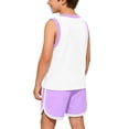 thumbnail image 4 of Zpanxa Boys Summer Outfits Kids Summer Solid Color Round Neck Sleeveless Top and Shorts Two Piece Outfit Purple 6 Years, 4 of 8