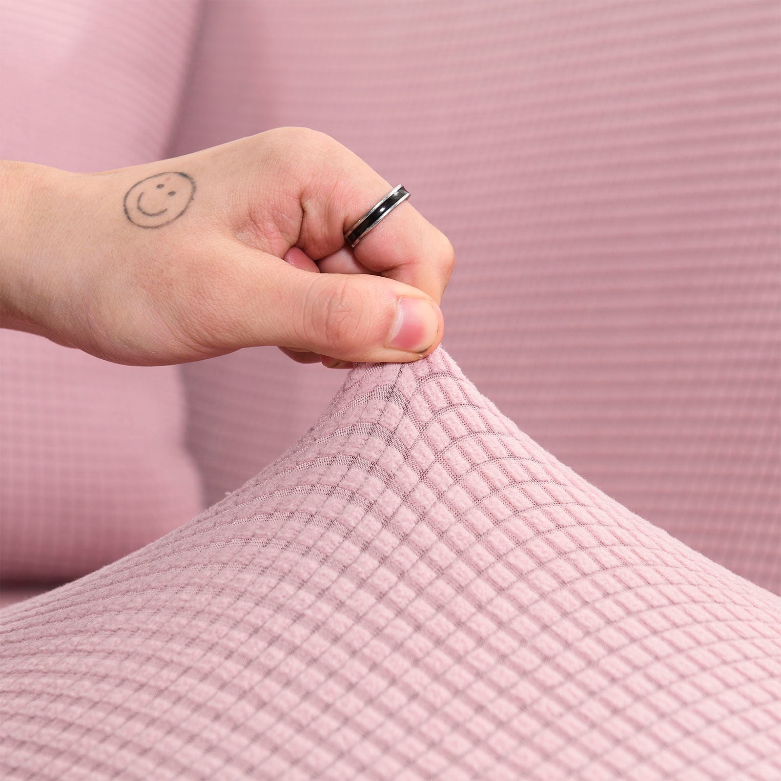 Stretch Plush Sofa Slipcover, Soft Sofa Cover, Thicken Couch Covers Anti-Slip Furniture Protector For 1 2 3 4 Seater Couch Slipcover-Dark powder-4 Seater(235-300CM)93-118