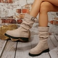 thumbnail image 6 of Viluyesy Mid Calf Boots for Womens, Wide Calf Thicken Heels Suede Leather Comfortable Slouch Boots Khaki US8.5, 6 of 9