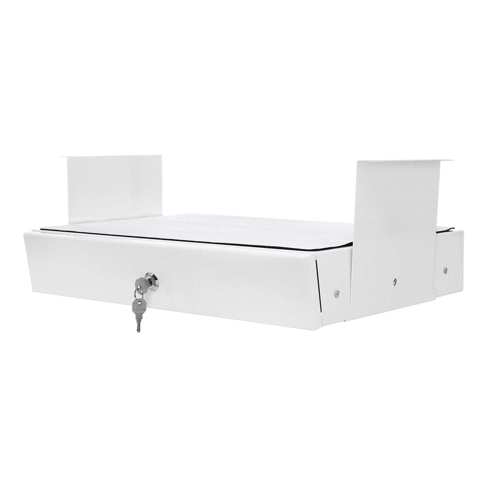 Lockable Sliding Underdesk Drawers Organiser Metal Pull Out Storage Drawer w/ Computer Pad for Office Standing and Standard Desks White