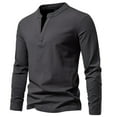 thumbnail image 2 of XFYSSS Men's Fashion Casual Pullover Solid Color V-Neck Blouses Long Sleeve V-Neck Blouses & Shirts Men Cotton Blouse, 2 of 4