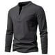thumbnail image 1 of Blusas y camisas de manga larga con cuello en V para hombre, estilo casual, de color liso, de poliéster y algodón., 1 of 4