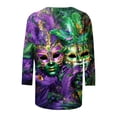 thumbnail image 4 of SOOMLON Mardi Gras T Shirt Womens Tuesday Shirts Carnival Themed Party 3/4 Sleeve Outfits Funny Mask Graphic Tshirts Casual Round Neck Tops New Orleans Parade Pullovers 2025 Purple XL, 4 of 5