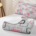 thumbnail image 4 of Castle Fairy Mid Century Floating Square Twin Quilt Set 2 Pieces,Abstract Hollow Frame Twin Coverlet Set,Pink Gray,1 Bedspread and 1 Pillowcase, 4 of 7