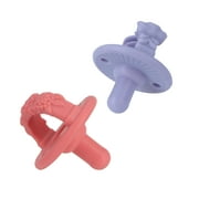 Nuby 2pk 3-D Sili Soother Silicone Pacifier, Flower & Bow