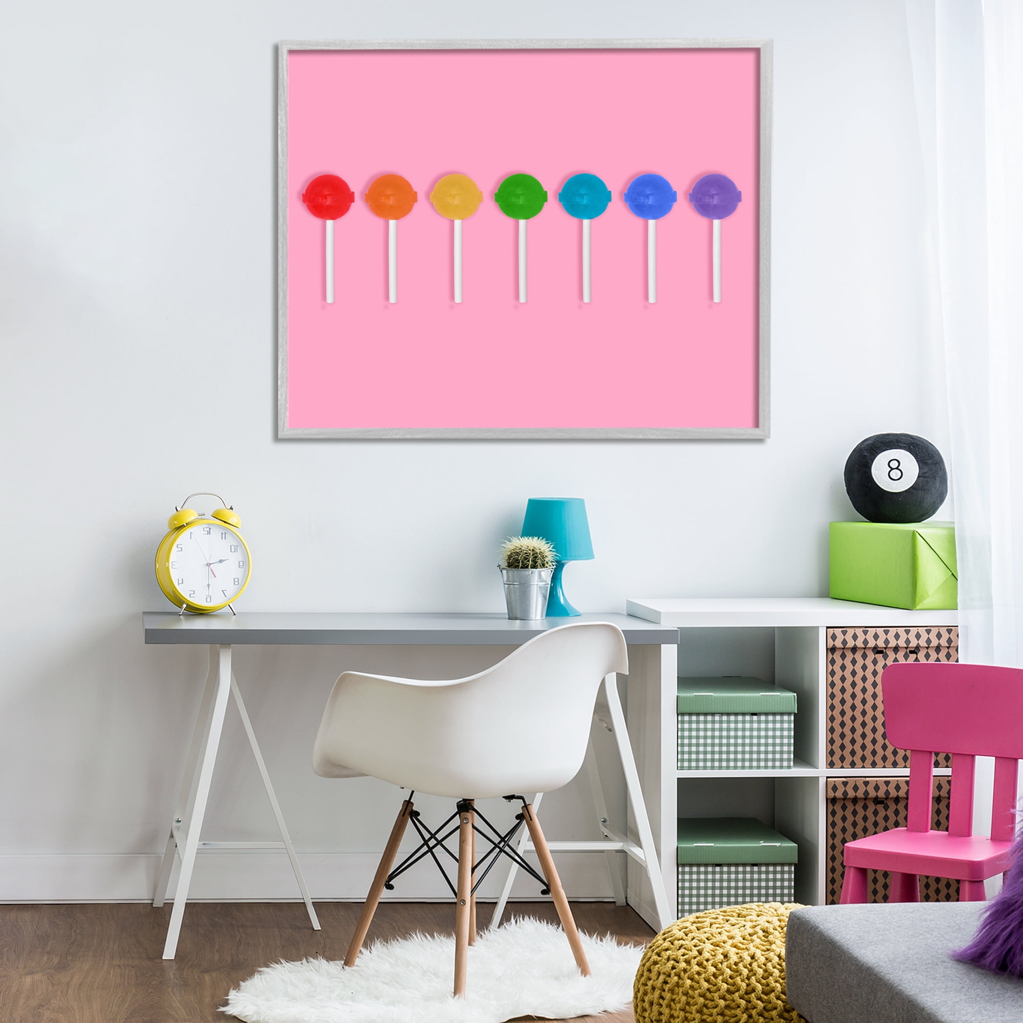Stupell Industries Row of Rainbow Lollipops Gray Framed Giclee Art, design by LISH Creative