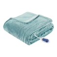 thumbnail image 1 of Beautyrest Polyester Solid Microlight Heated Throw in Aqua Blue, 1 of 8