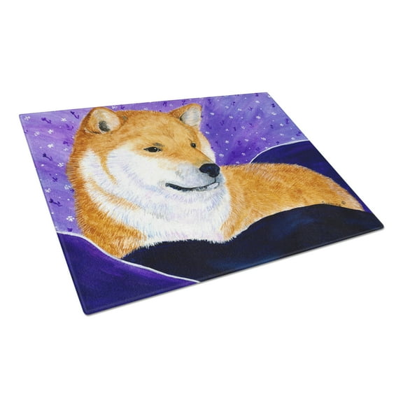 Caroline's Treasures SS8417LCB Shiba Inu Glass Cutting Board Large, 12H x 16W, multicolor
