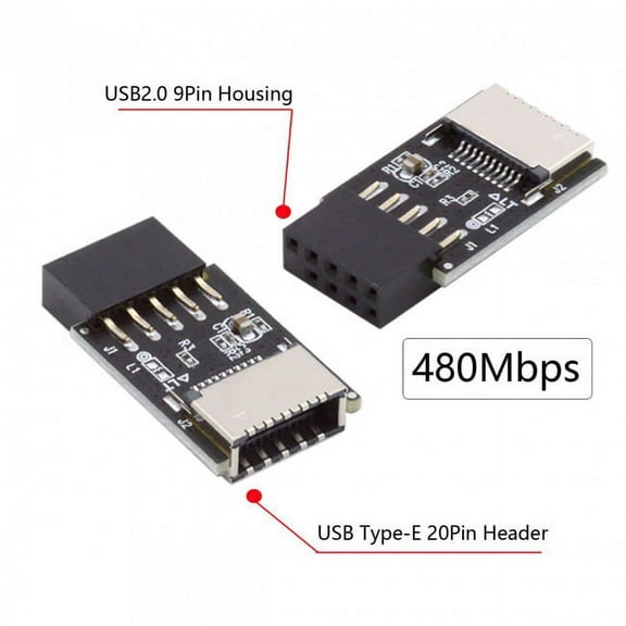 JSER USB 3.1 Front Panel Socket Key-A Type-E to USB 2.0 9Pin 10Pin Mainboard Header Male Extension Adapter