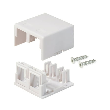 Keystone Jack Surface Mount Box - Surface Mount Box 2 Port Double Hole Keystone Jack Cat5e/Cat6 White 15 Pack