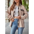 thumbnail image 3 of Plaid Print Detail Shacket, Beige, Large, 3 of 5
