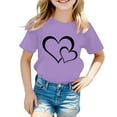 thumbnail image 2 of Girls Summer Tops Size 7-8 Printing T-Shirt Clothes Soft Cotton Crew Neck Tees Casual Tops Tees Blouses Purple 160, 2 of 5