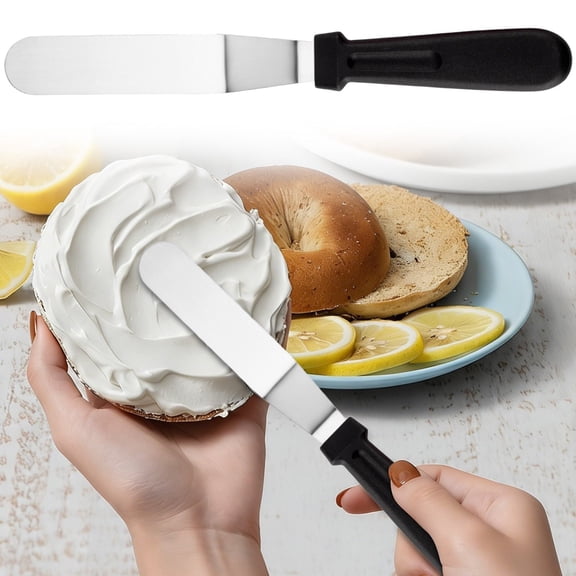 Offset Spatula, Cake Spatula, Metal Spatula, Angled Icing Spatula Set Stainless Steel Frosting Spatulas with Ergonomic Non-Slip Handles Food-Grade Cake Decorating Tools Black 1Pcs