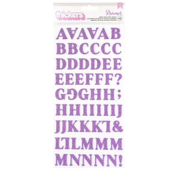 American Crafts Dreamer Thickers Stickers 119/Pkg-Alpha, Glitter