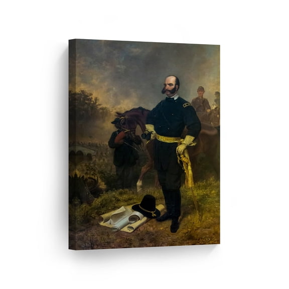 Smile Art Design General Ambrose Burnside at Antietam, Emanuel Leutze Classic Art Canvas Print Famous Fine Art Oil Painting Reproduction Canvas Wall Art Home Decor Ready to Hang Made in the USA 12x8