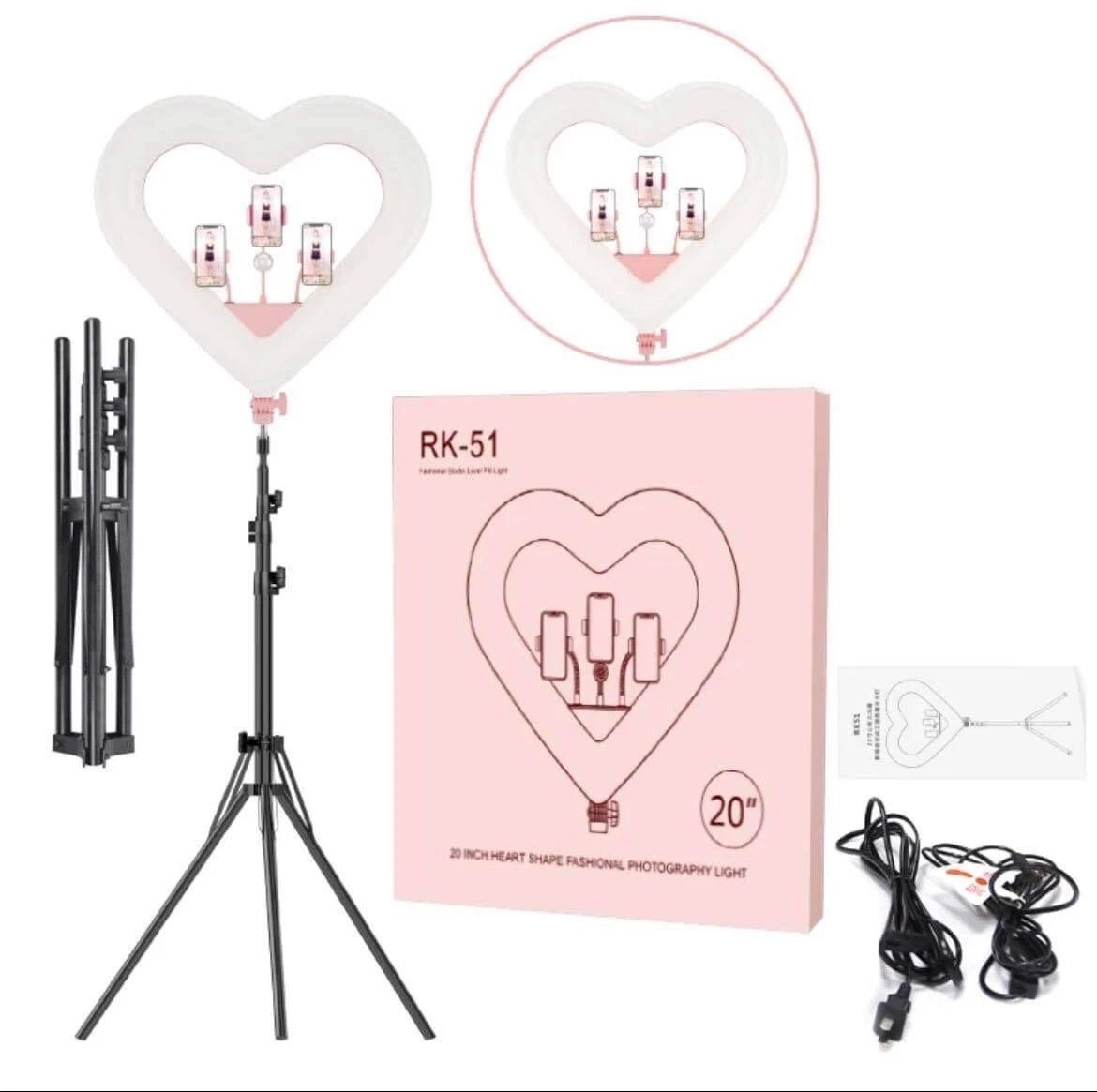 20'' Ring Light Live Streaming Selfie Heart Shaped professional &wireless remote