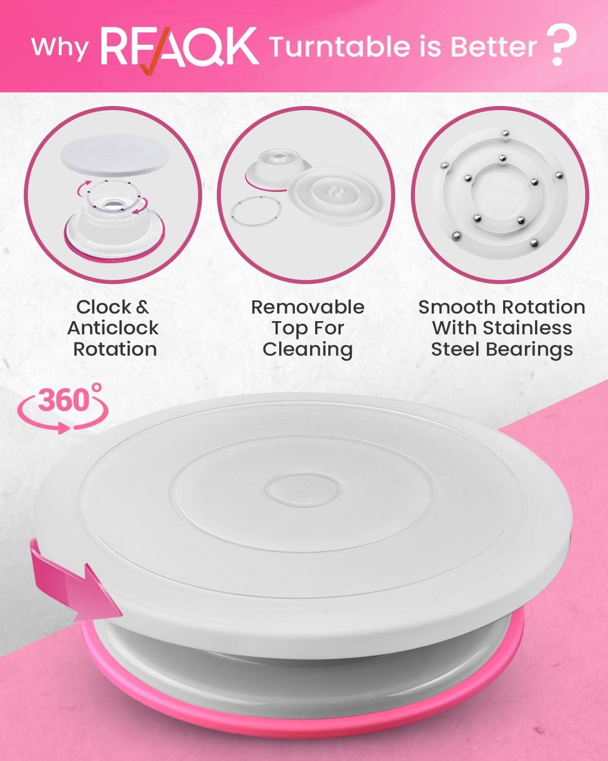 RFAQK Set di 150 teglie per torte e decorazioni per torte: set di 3 teglie rotonde antiaderenti a molla (10, 17, 22,9 cm), 24 punte per glassa, livellatore per torte, multifunzione a