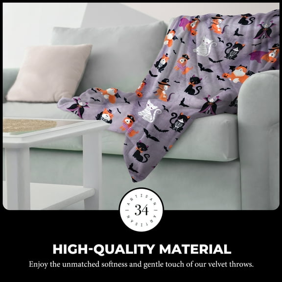 Artisan 34 Oversized Plush Throw Blanket- Bed & Couch Fuzzy and Fluffy Super Soft Colorful Dogs and Cats, Warm & Lightweight Decorative Blanket- 50x70”, Pets