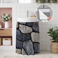 thumbnail image 4 of Natural Stone Small Cabinet Curtains 10"W x 11"L, Farmhouse Rustic Geometric Wall Sink Skirt Dust-Proof Short Curtain for Bathroom Vanity Storage Cubby Desk, Self Adhesive Privacy Drapes, 4 of 9