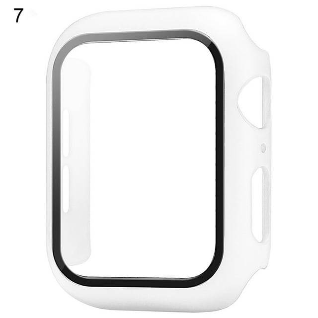 Flmtop 1 Pce Protecteur d'Écran de Montre avec Protection Globale à 360° Anti-Rayures Étuis de Montre Intelligente PC Verre Trempé Protecteur d'Écran de Montre Housse de Protection Confortable Compatible avec Apple Watch 6/Se