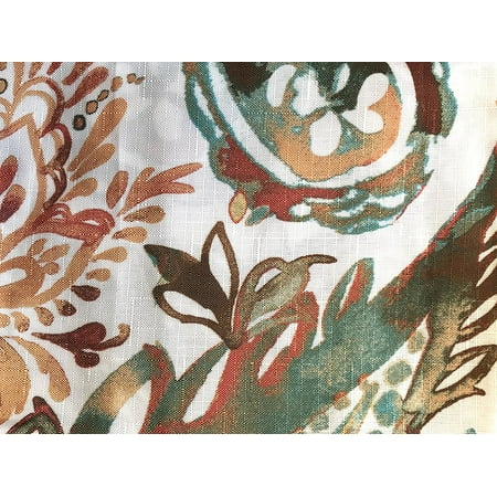 Bold Paisley Printed Fabric Shower Curtain In Coral Spice Teal