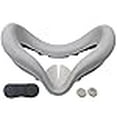 thumbnail image 3 of TNE Face Cushion Cover, Lens Pad, Thumbstick Caps for Oculus Quest 2 | Silicone Face Cover, Lens Dust Protector, Controller Thumb Grips Accessories for Virtual Reality Gaming VR Headset (White), 3 of 4