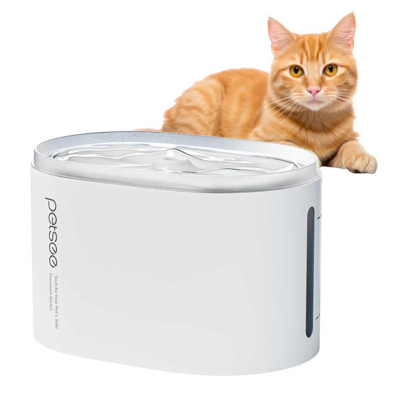 Petsee Automatic Pet Water Fountain 2.5L/84oz Cat Water Dispenser Ultra-Quiet Pump Multi-Stage Filtration, BPA-Free, White