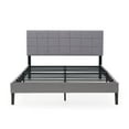 thumbnail image 6 of Mainstays Gray Upholstered Square Tufted Platform Bed No Box Spring Needed, Full, 6 of 7