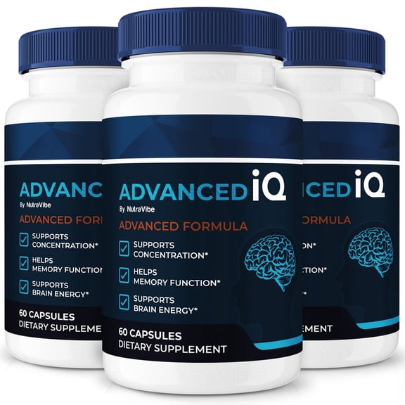 (3 Pack) Advanced IQ – Daily Formula with a Natural Blend to Help Maintain Focus, Memory & Concentration | Clean, Gentle, Easy-to-Swallow AdvancedIQ Capsules for Everyday Sharpness (180 Capsules)