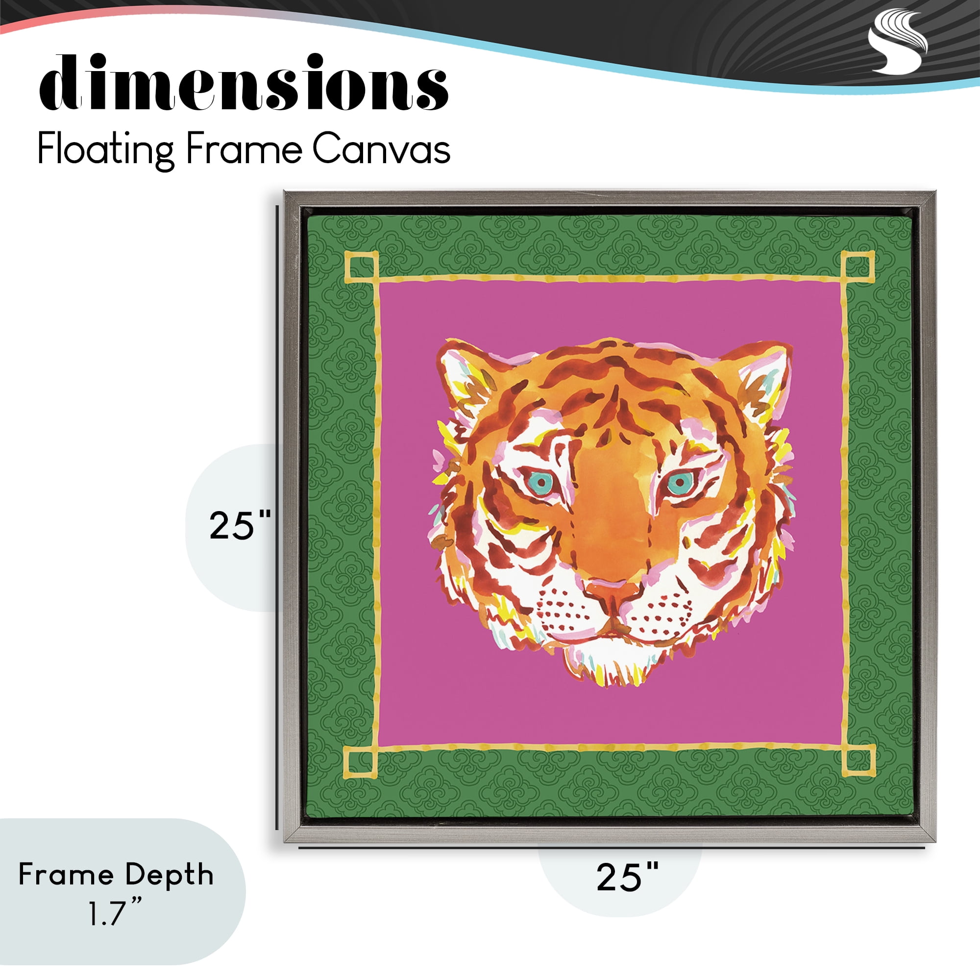 Stupell Industries Bordered Exotic Tiger Portrait Gray Framed Floater Canvas Wall Art, design by Karolina Sato