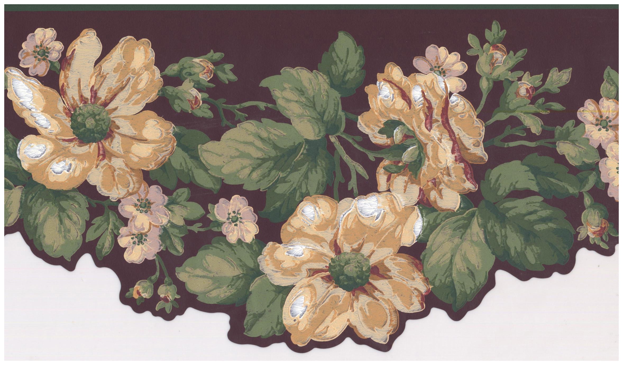 Prepasted Wall Border Meriglod White Flowers on Vine Prepasted Wall Border Meriglod White Flowers on Vine