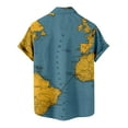 thumbnail image 6 of Mens Short Sleeve Hawaiian Tshirt World Map Print Button Up Tee Shirt Casual Bowling Shirt Lapel Beach Pocket Top, 6 of 6