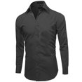 thumbnail image 2 of Men's Slim Fit Button Up Long Sleeve Solid Dress Shirt - Black - L (16-16.5) 36/37 sleeve, 2 of 5